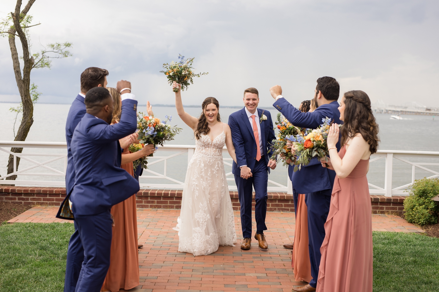 Wedding party at the Chesapeake Bay Beach Club waterfront wedding