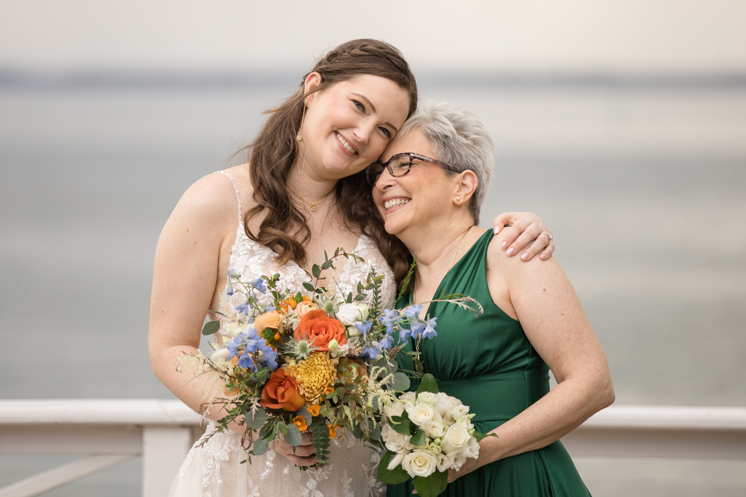 Wedding party overlooking the Chesapeake Bay Beach Club waterfront wedding