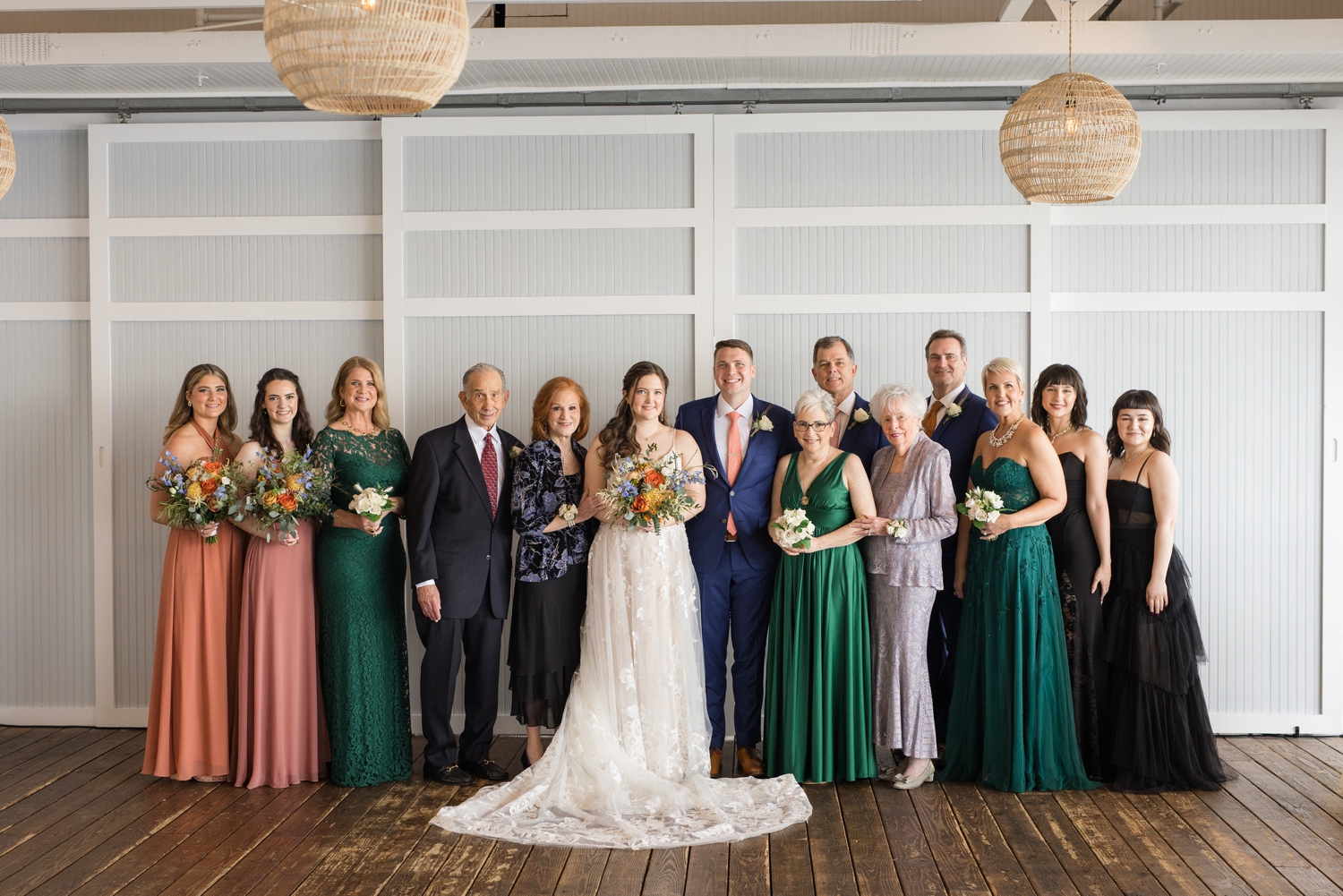 Family inside Tavern Chesapeake Bay Beach Club waterfront wedding