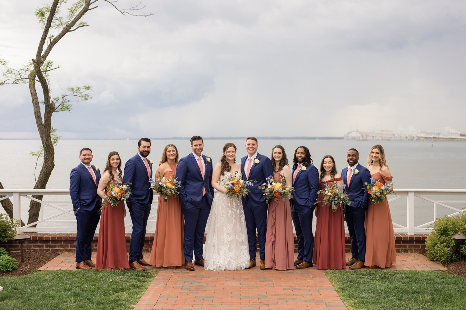 wedding party at the Chesapeake Bay Beach Club waterfront wedding