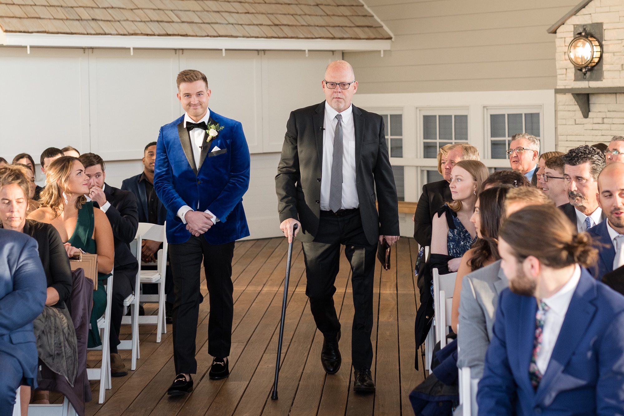 Chesapeake Bay Beach Club wedding ceremony in sunset ballroom