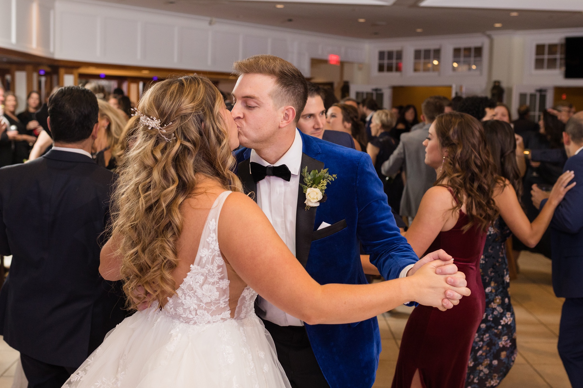 Sunset ballroom wedding couple dance at Chesapeake Bay Beach Club