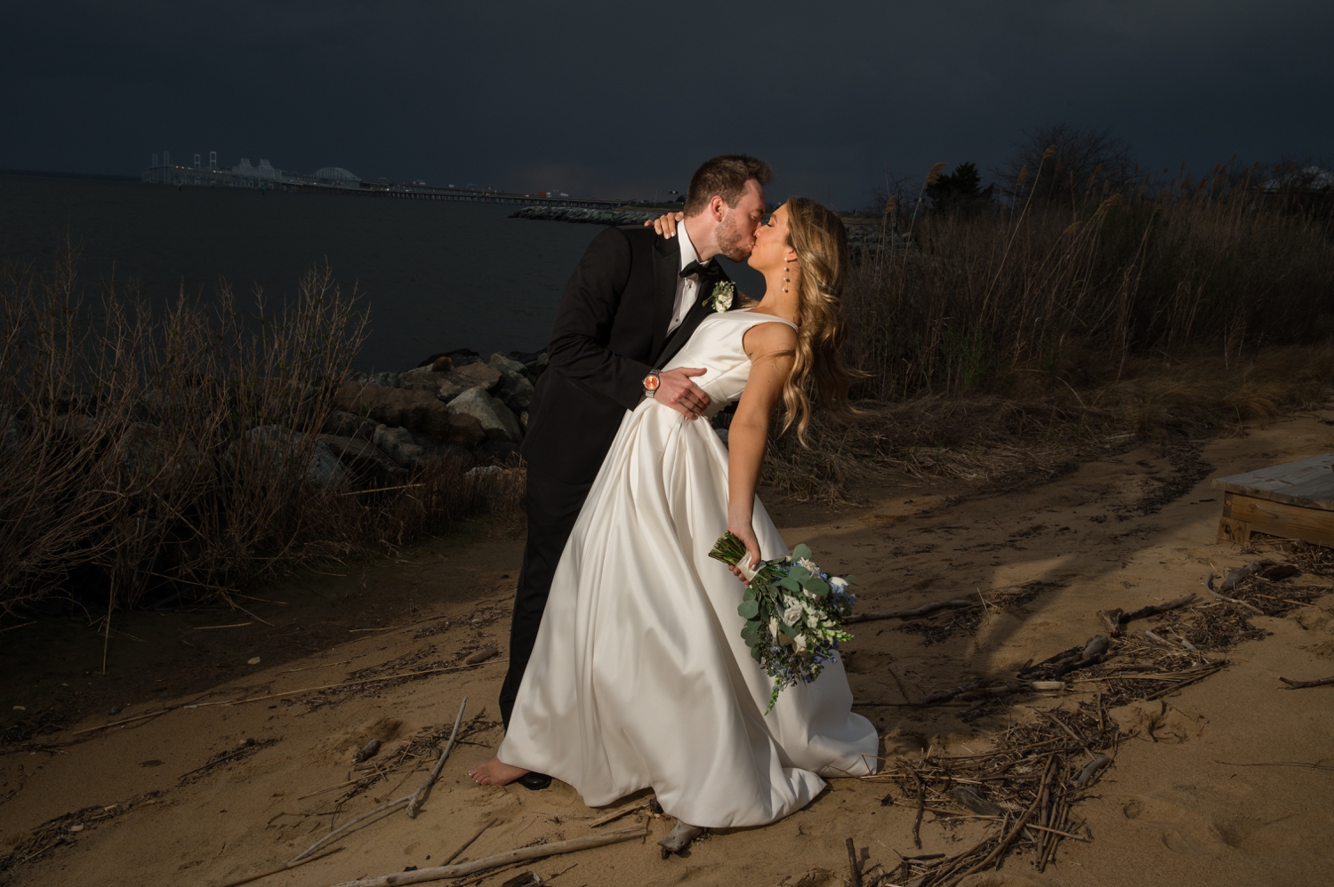 Stormy Wedding photo on the chesapeake bay beach club