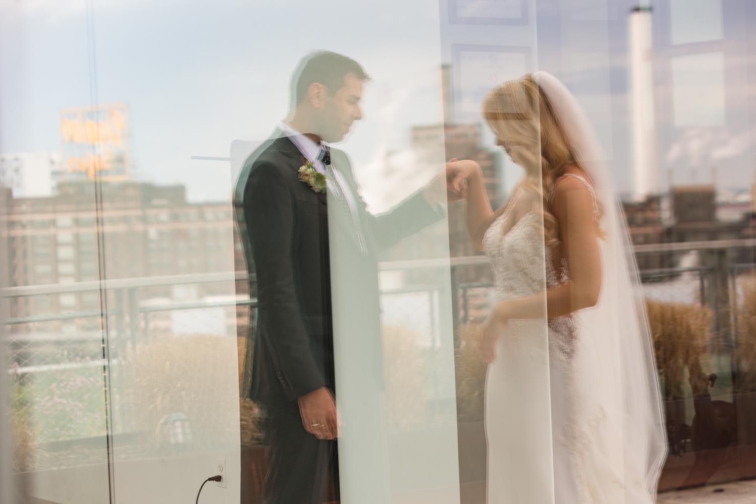 Canopy by Hilton Baltimore Harbor Point wedding first look