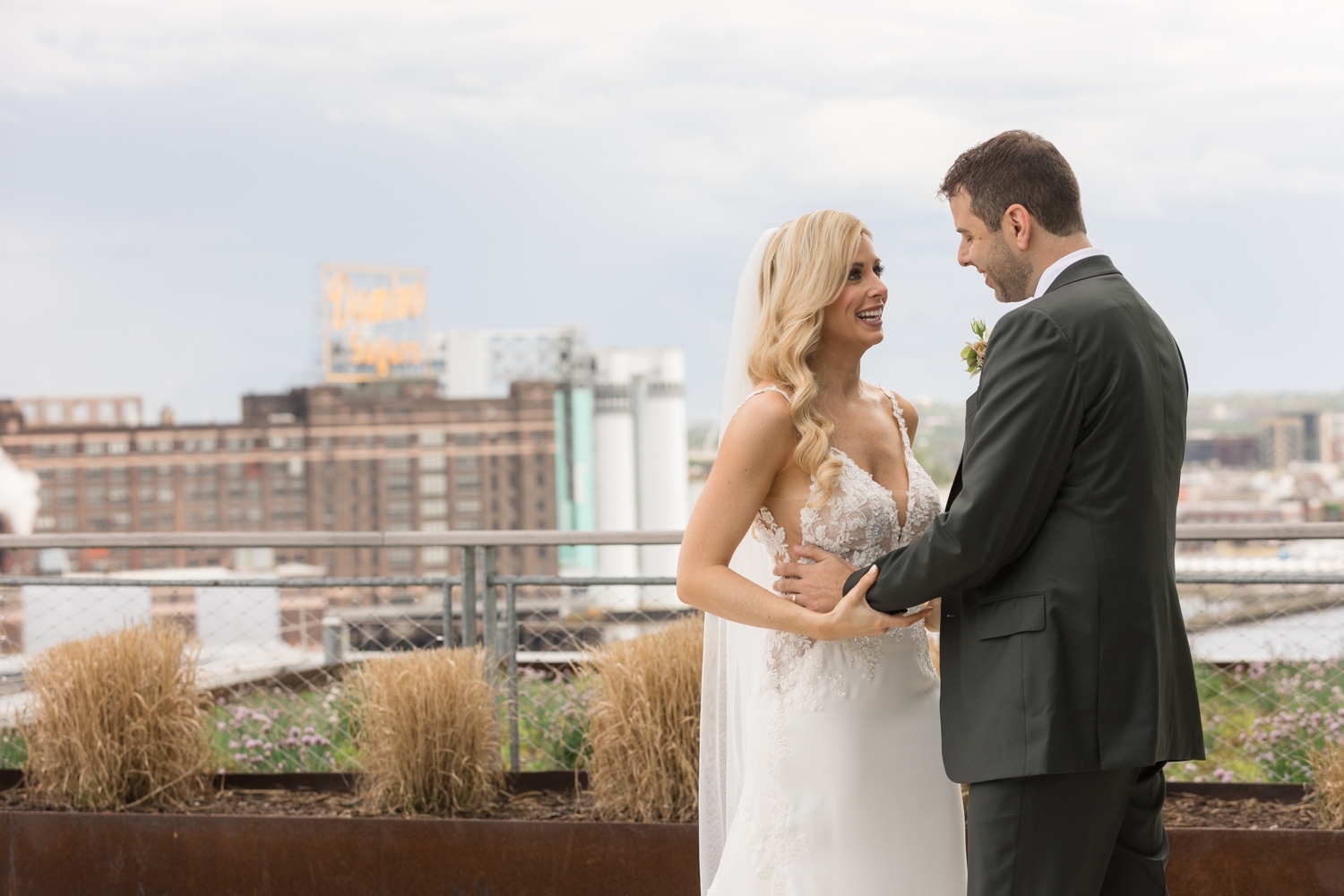 Canopy by Hilton Baltimore Harbor Point wedding first look