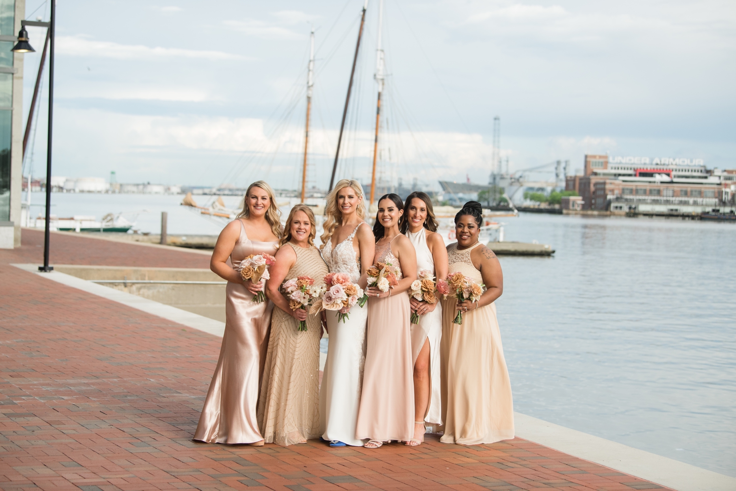 blush bridesmaids at Canopy by Hilton Baltimore Harbor Point wedding