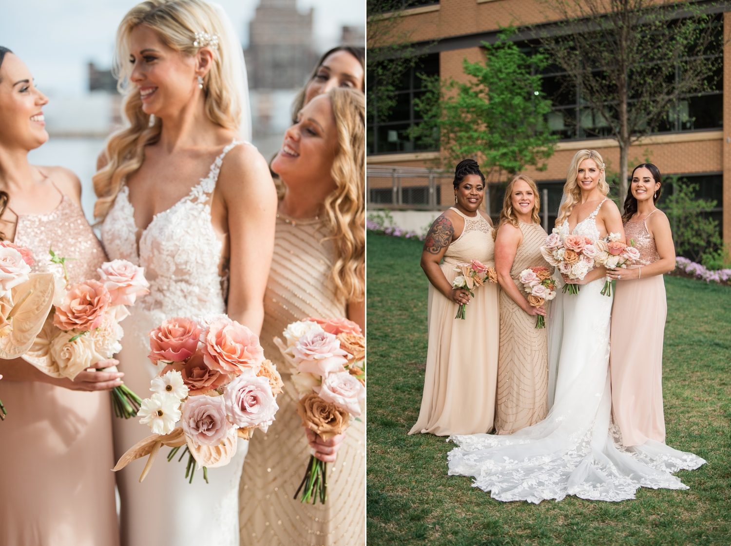 blush bridesmaids at Canopy by Hilton Baltimore Harbor Point wedding