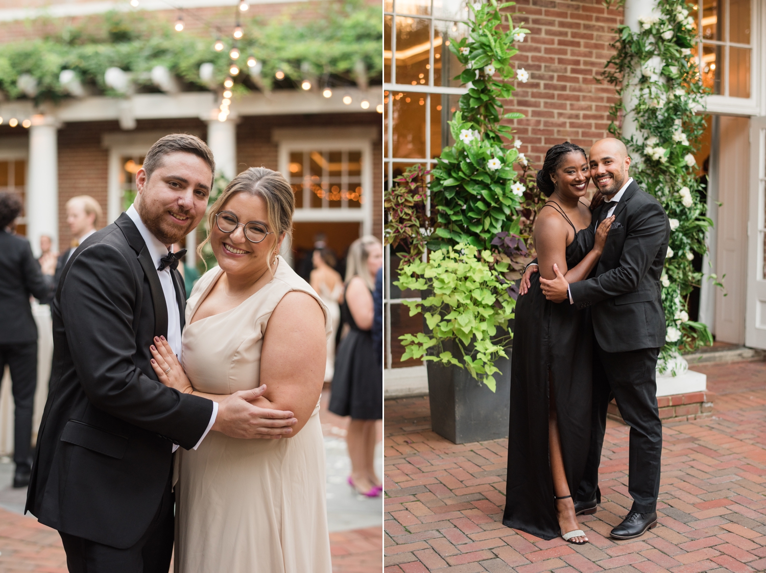 guests at cocktail hour in Tidewater Inn courtyard