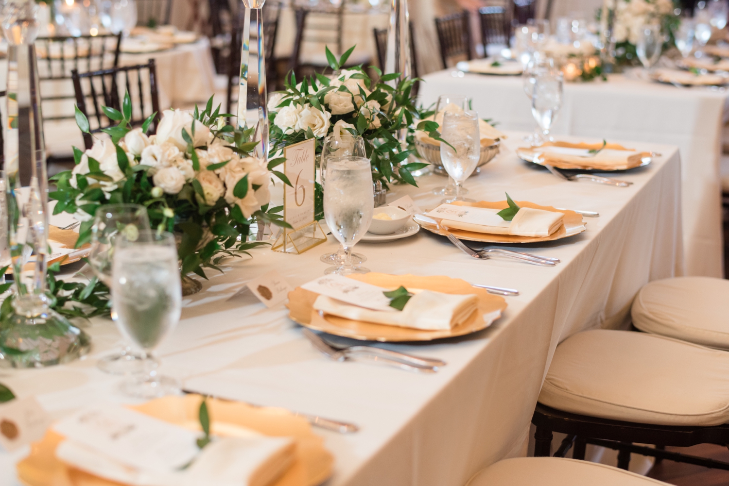 Tidewater Inn Gold Room wedding reception details