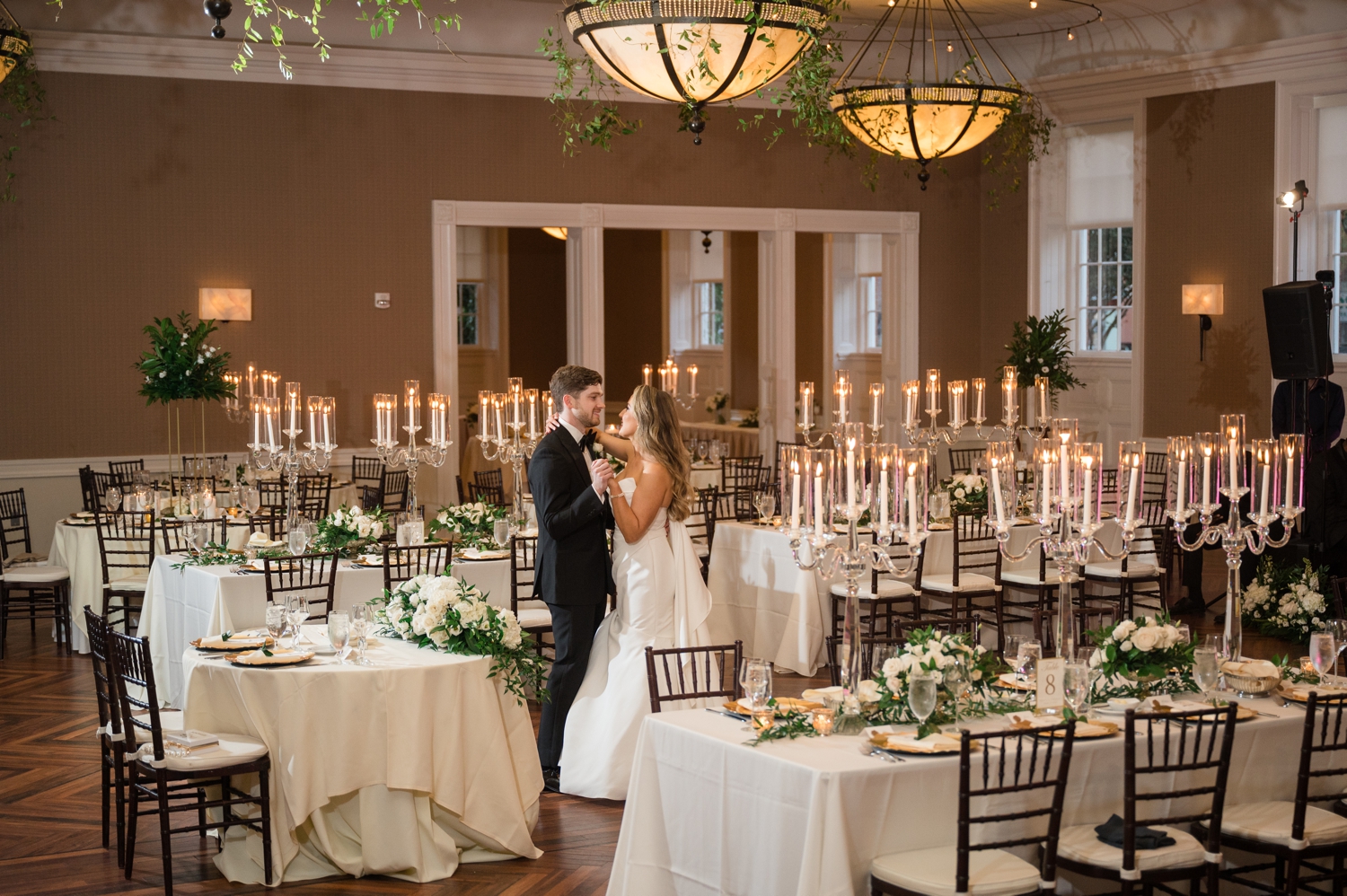 Tidewater Inn Gold Room wedding reception couple portrait