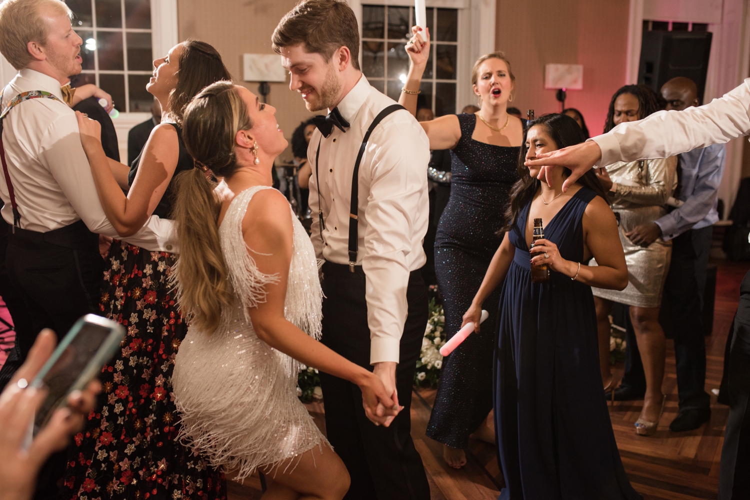 brides second flapper dress at reception Tidewater inn