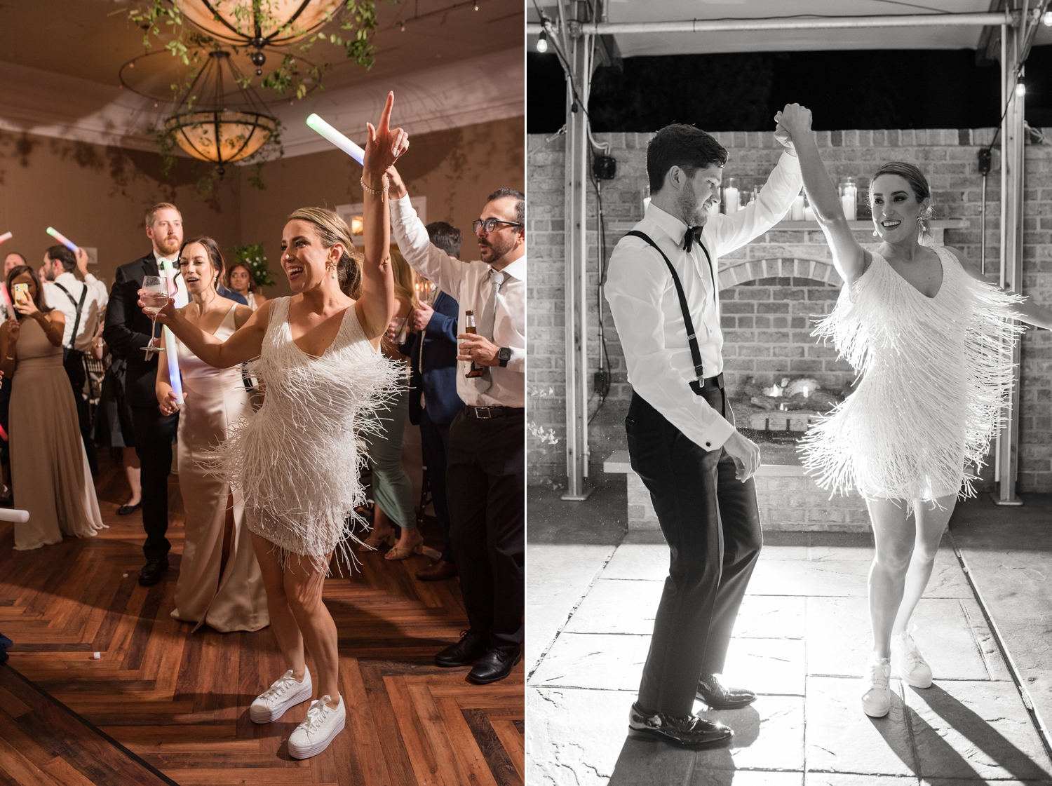 brides second flapper dress at reception Tidewater inn