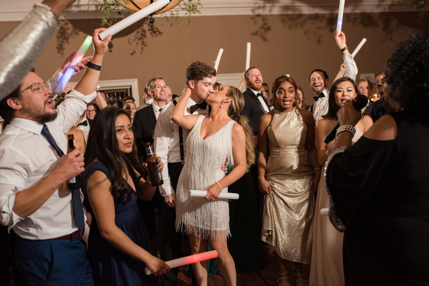 brides second flapper dress at reception Tidewater inn