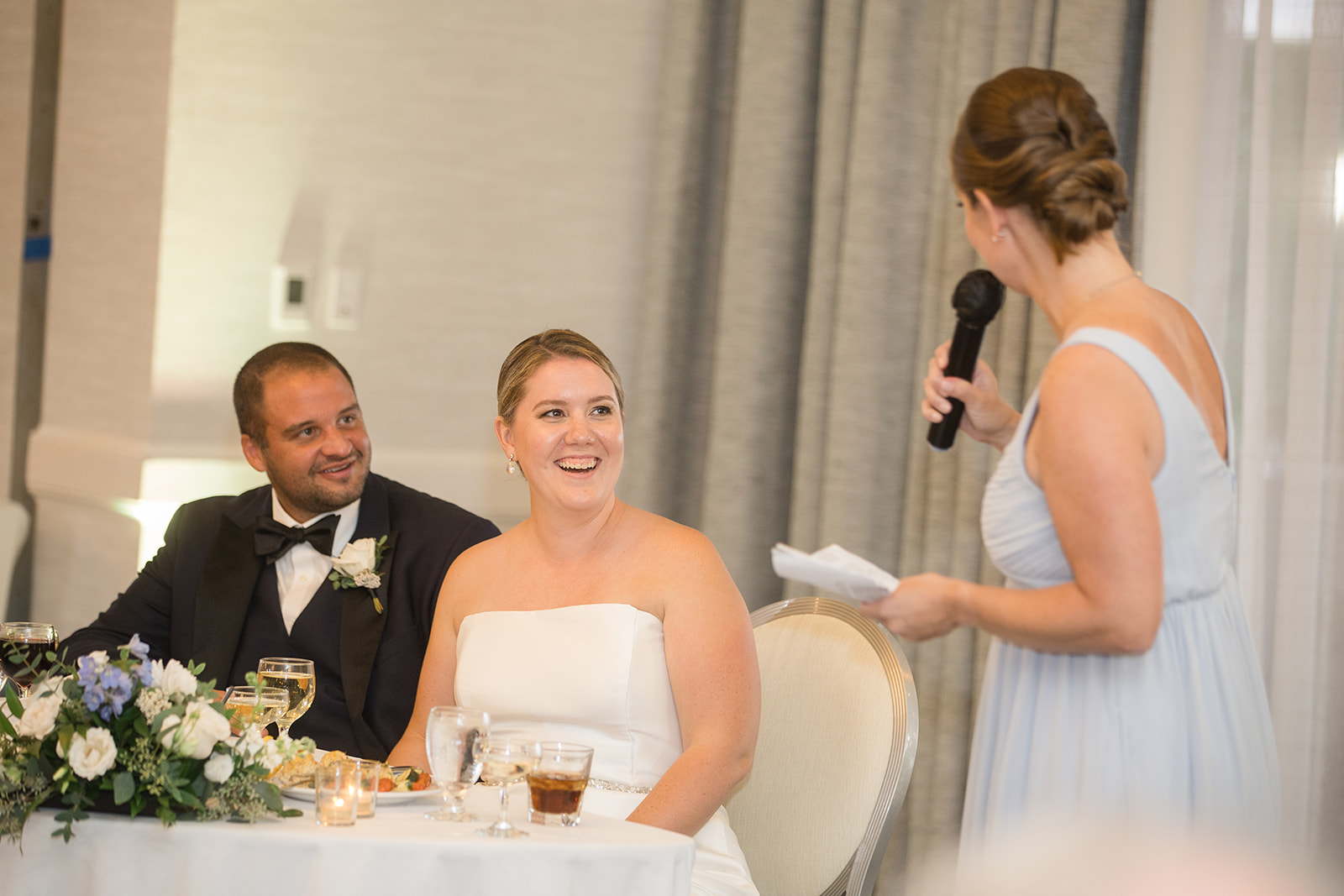 bridesmaid gives wedding toast