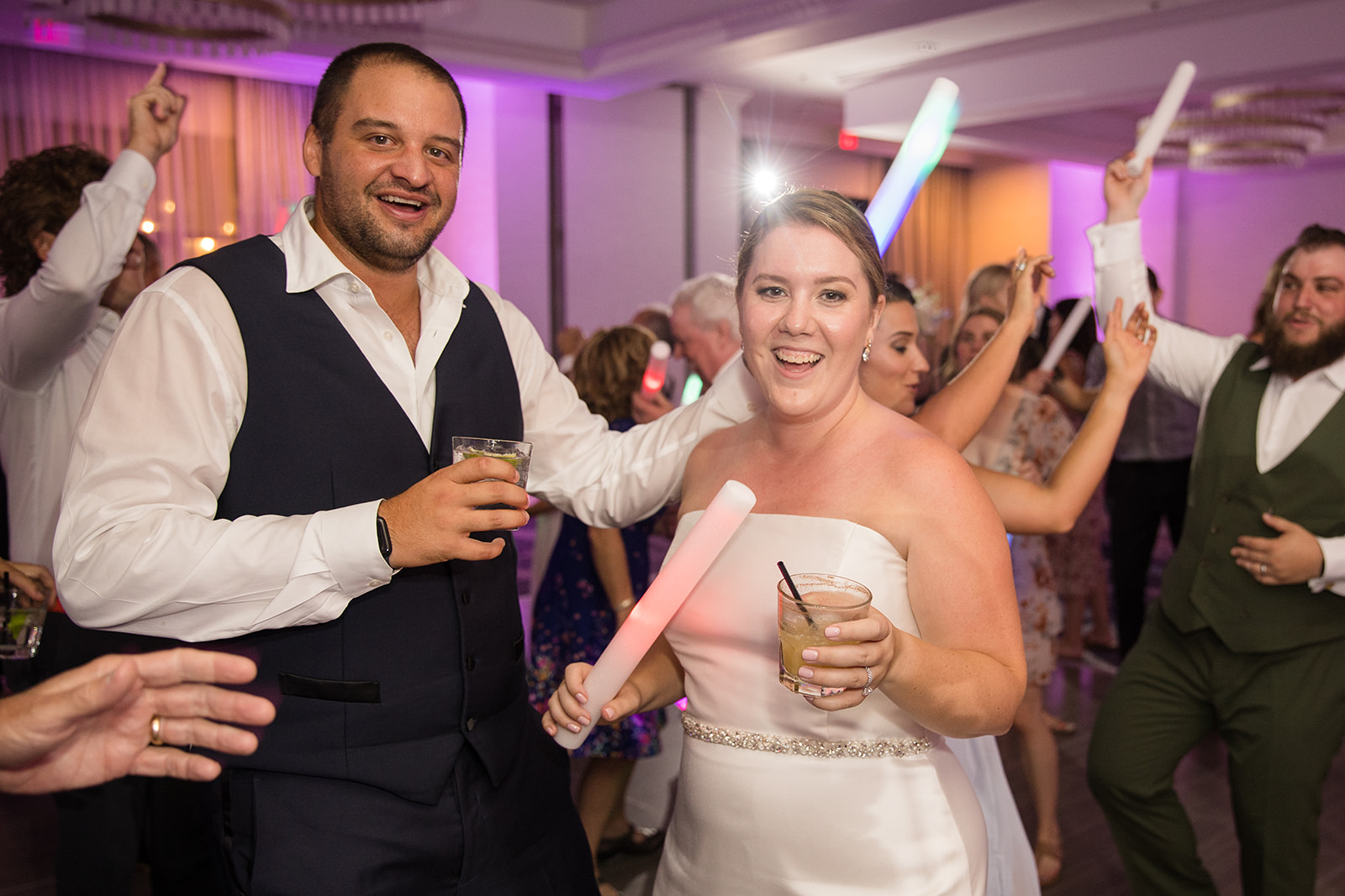 bride and groom dancing