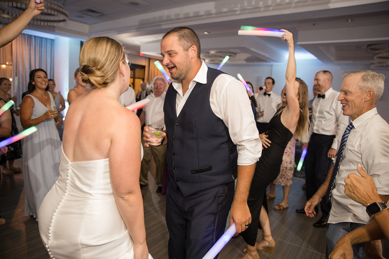 bride and groom dancing