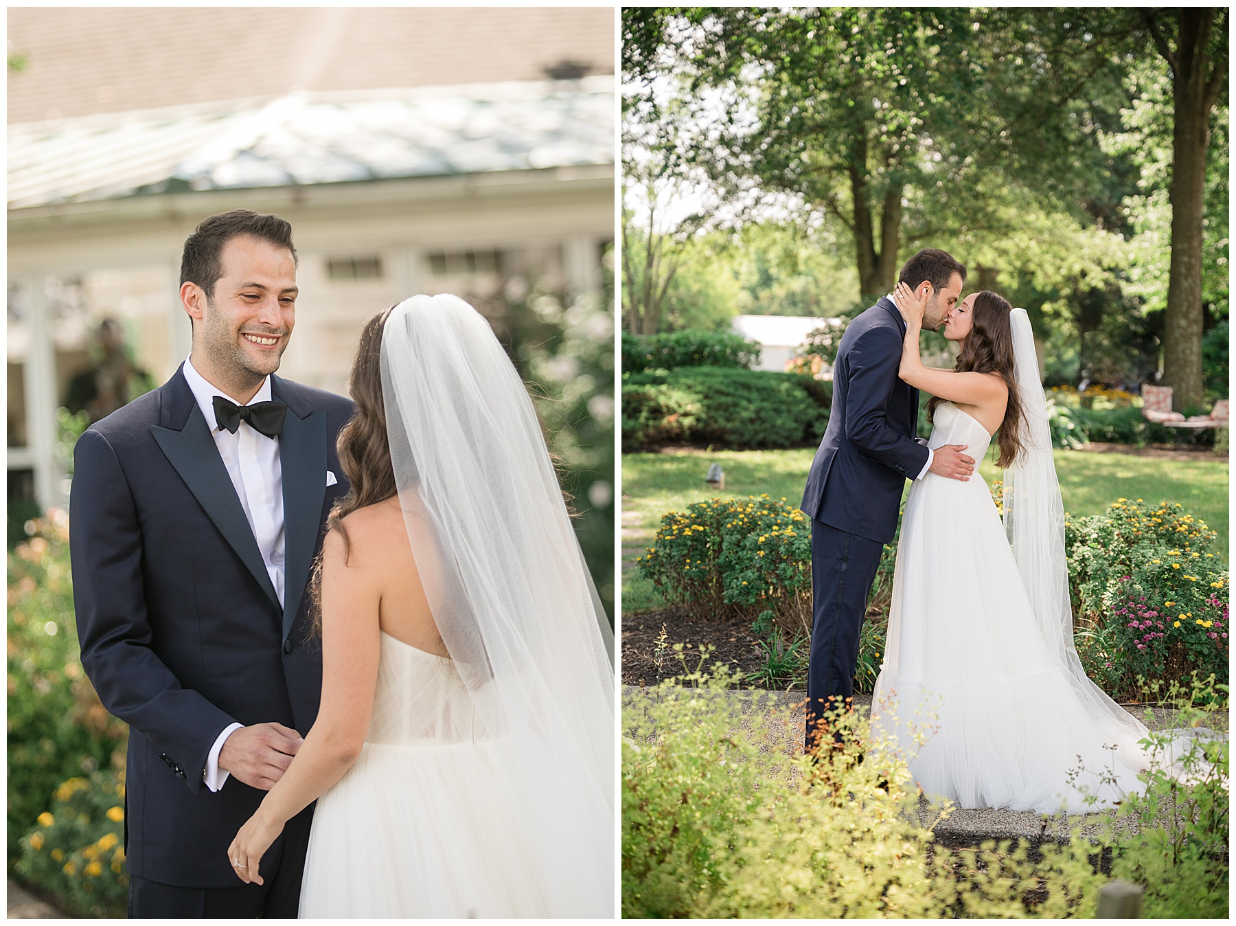 bride and groom first look at kent island resort