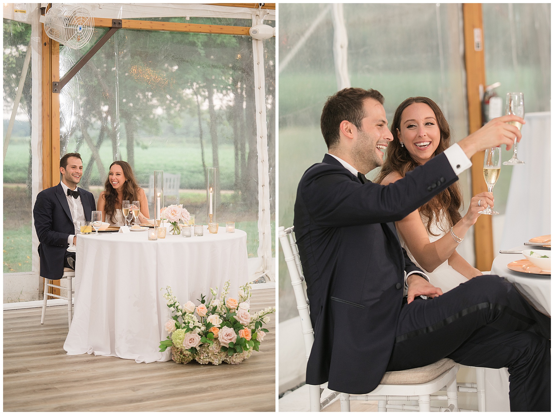 couple react to wedding toasts