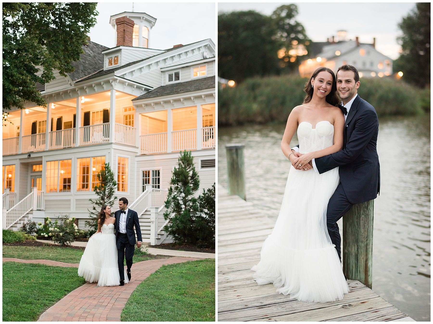 bride and groom portraits at sunset kent island resort