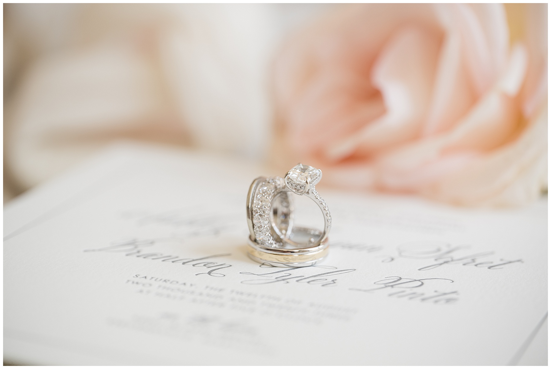 wedding ring shot on invitation