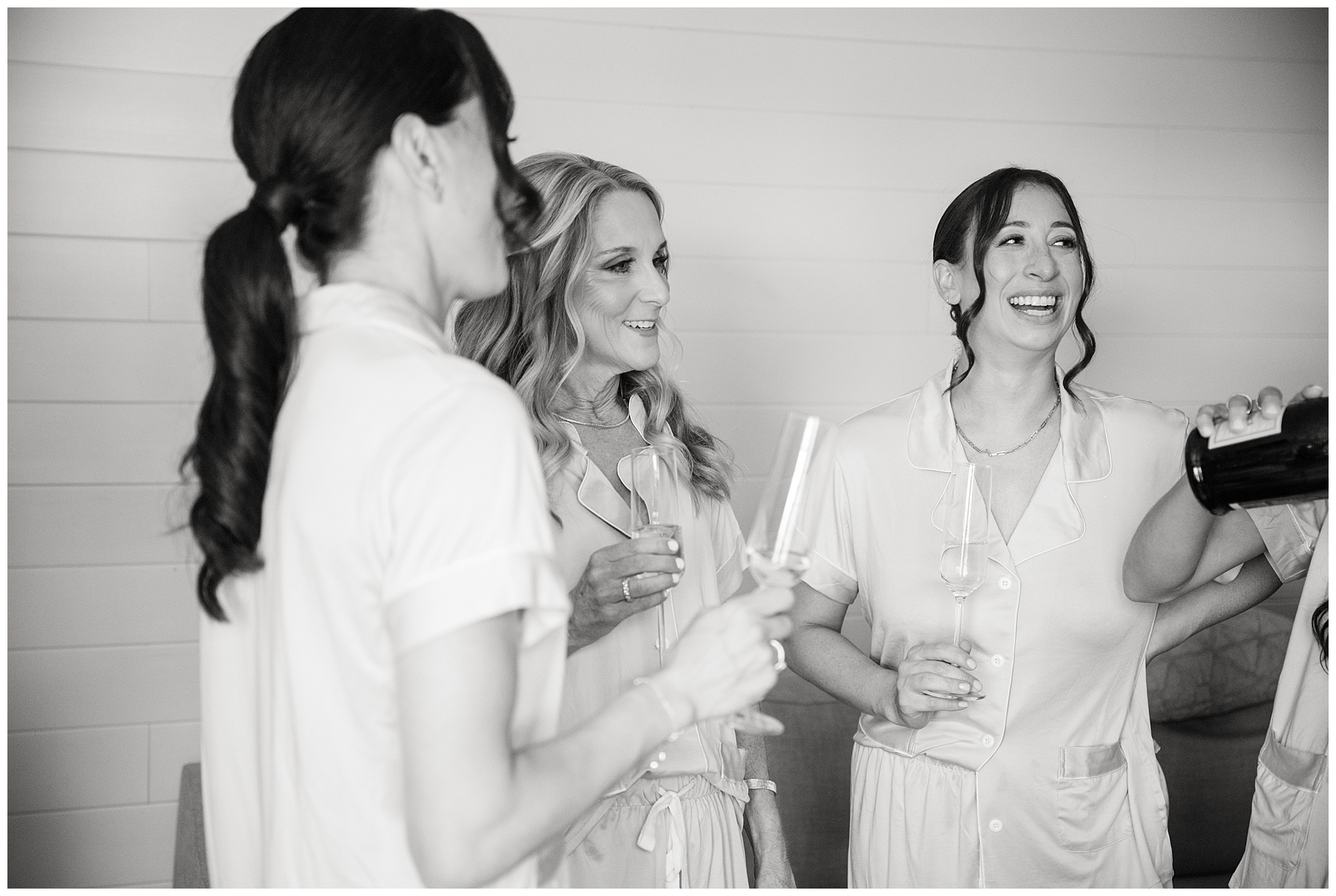 girls getting ready before wedding day