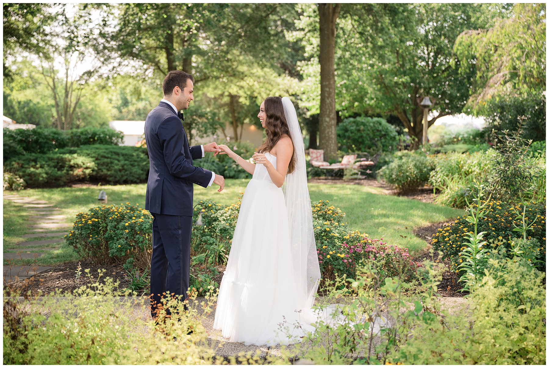 bride and groom first look