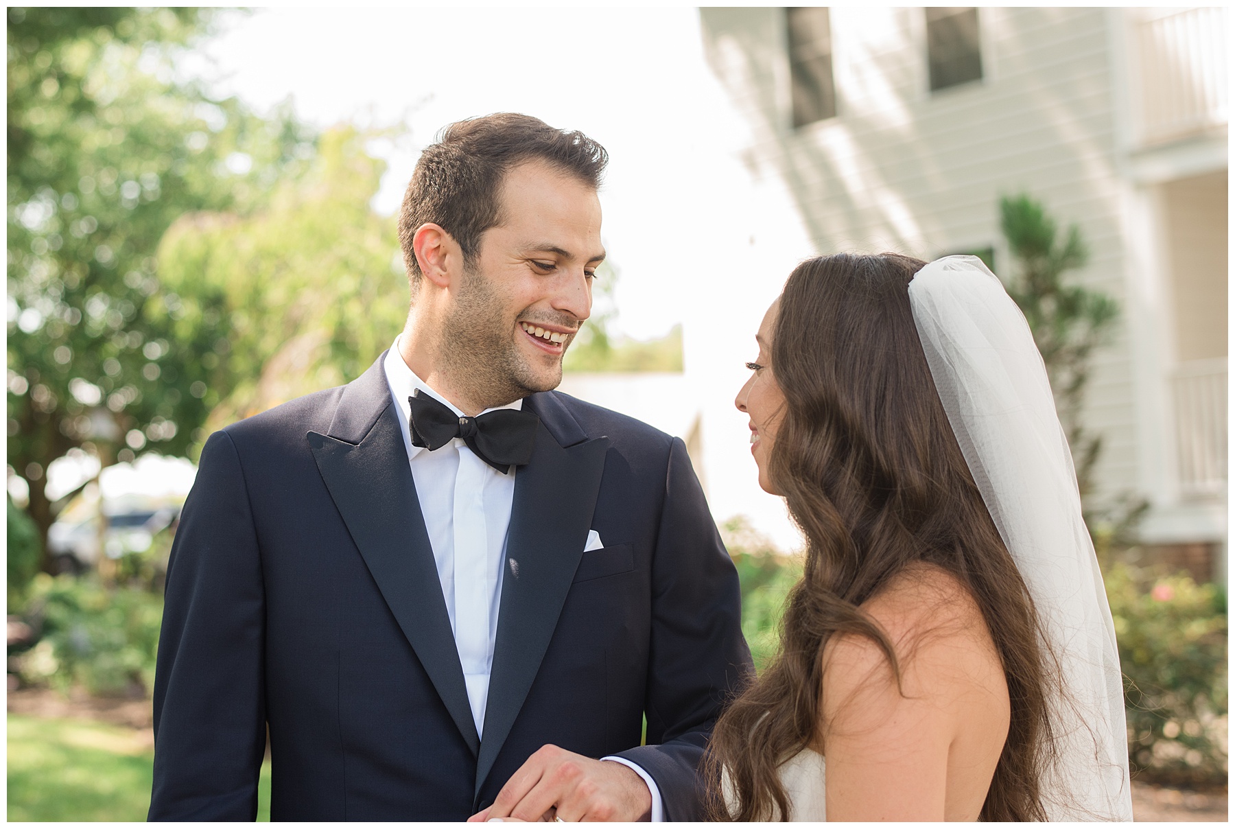 bride and groom first look