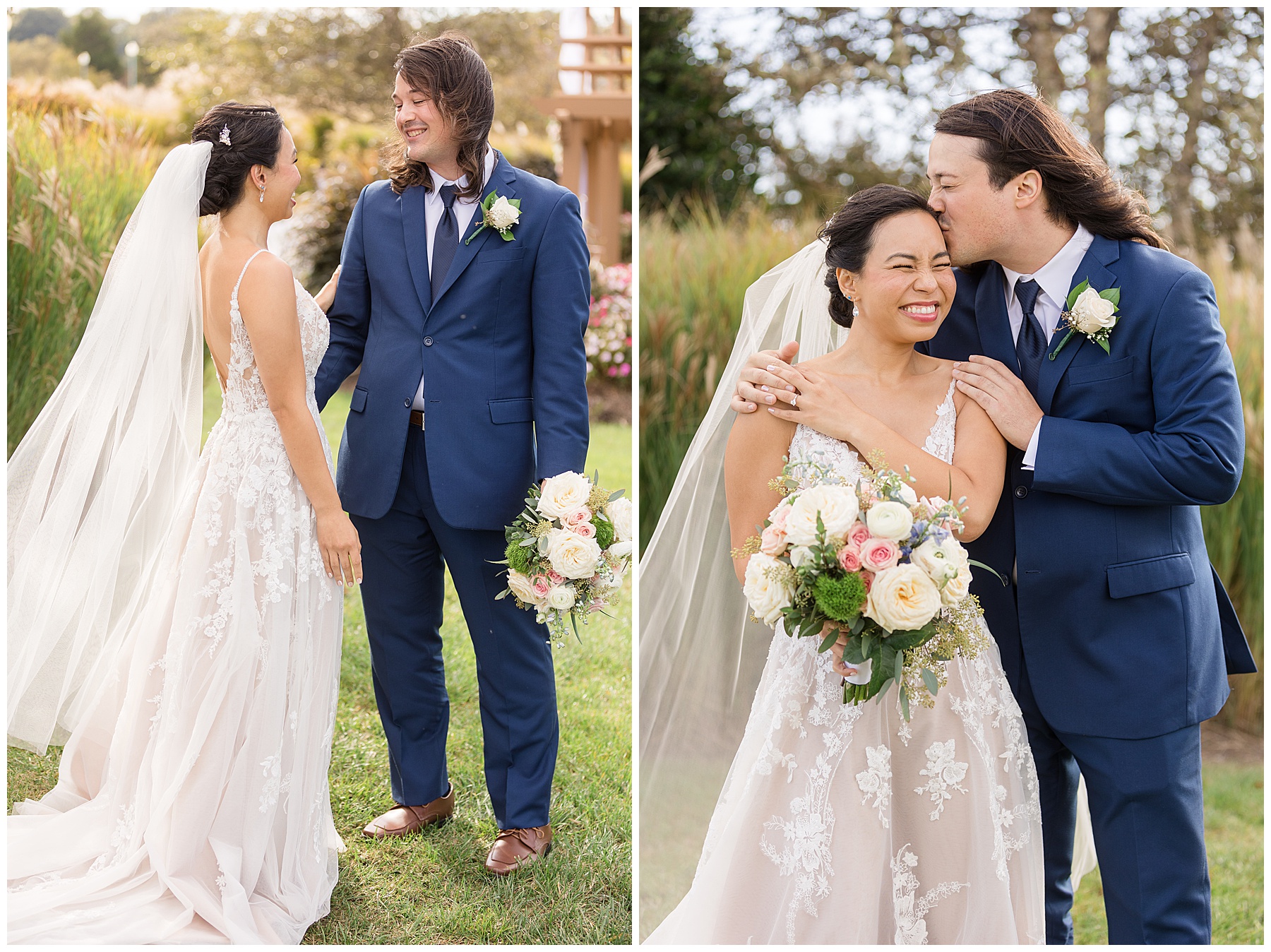 bride and groom first look