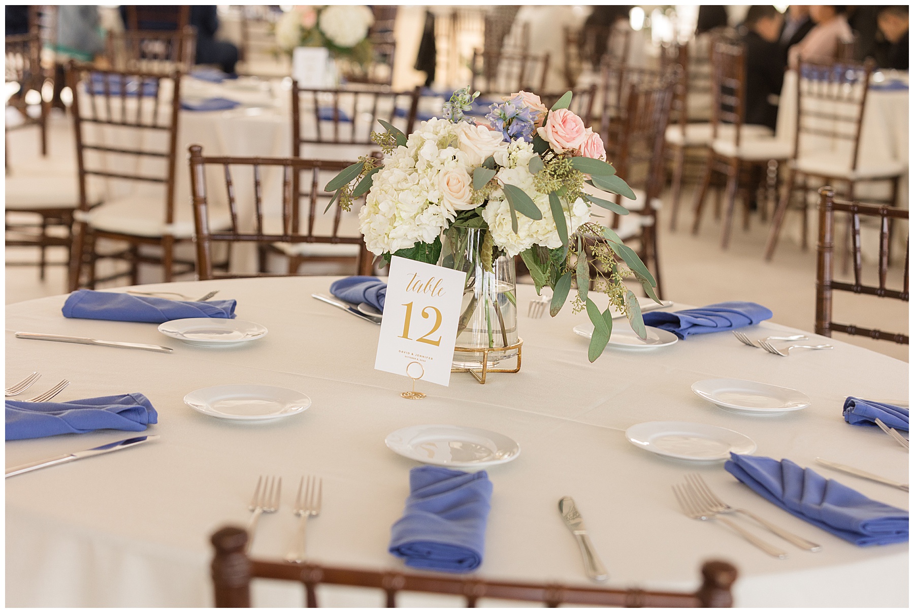 reception table blue details