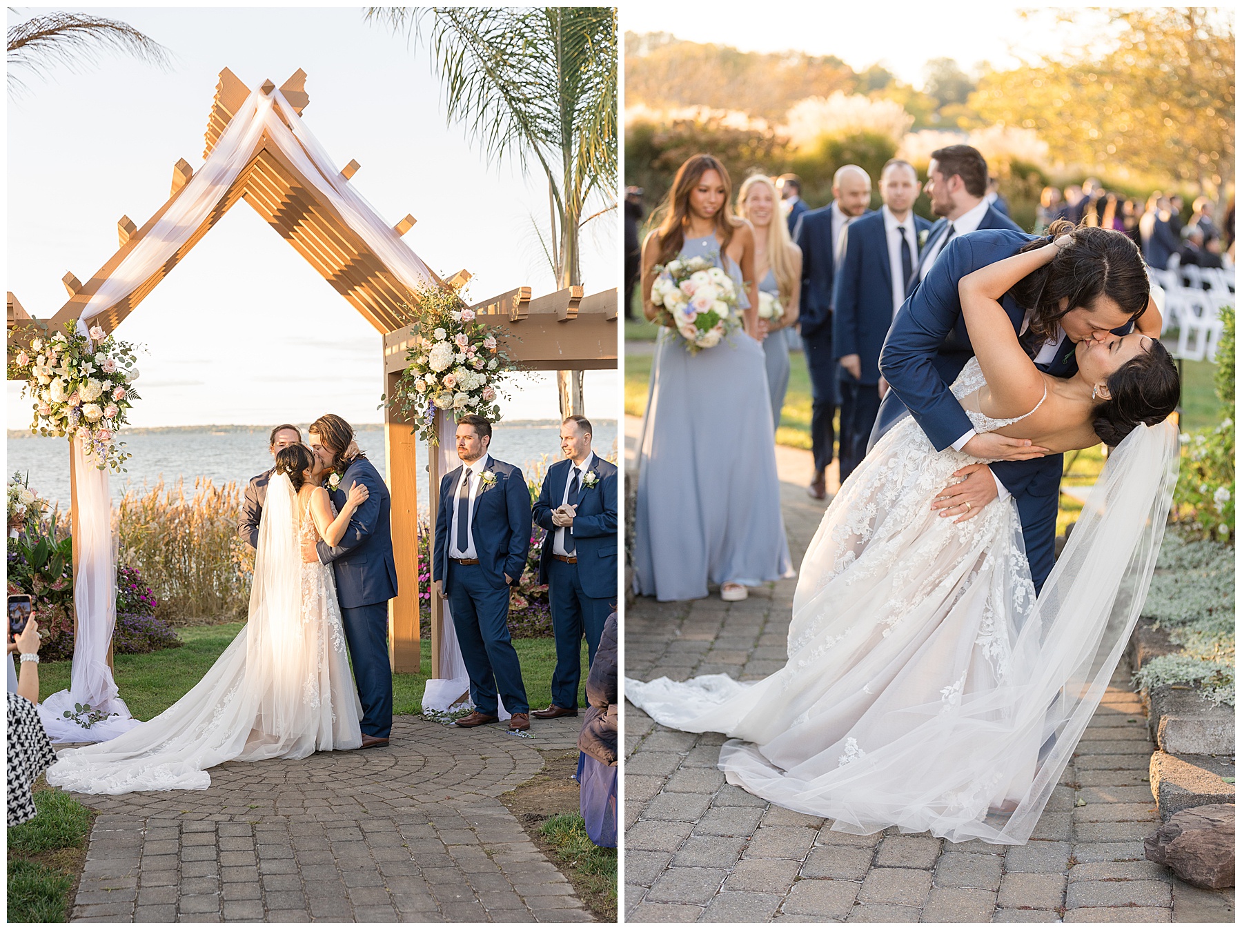 bride and groom first kiss ceremony