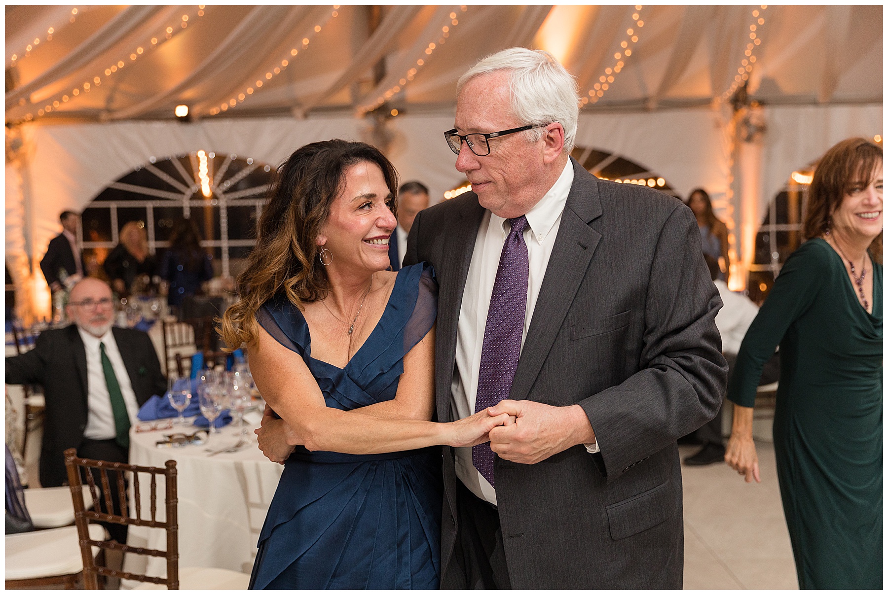 wedding reception guests dancing