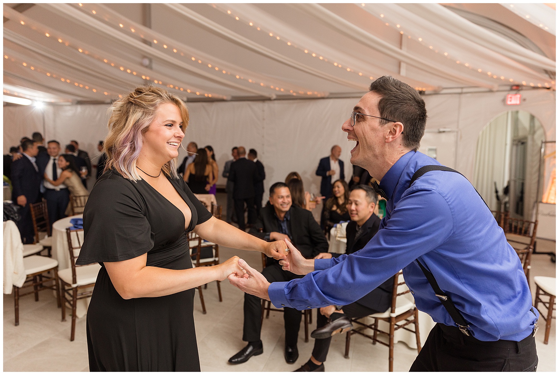 wedding reception guests dancing