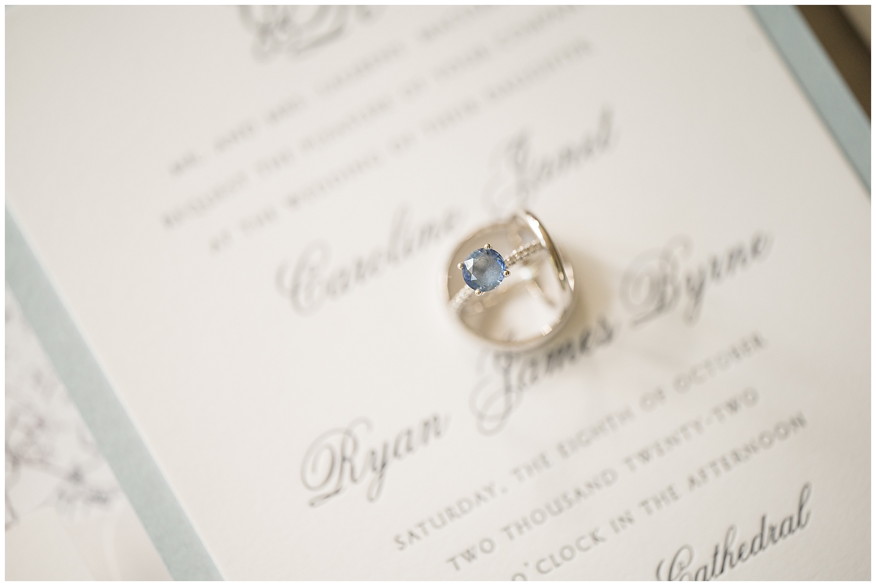 wedding rings on invitation