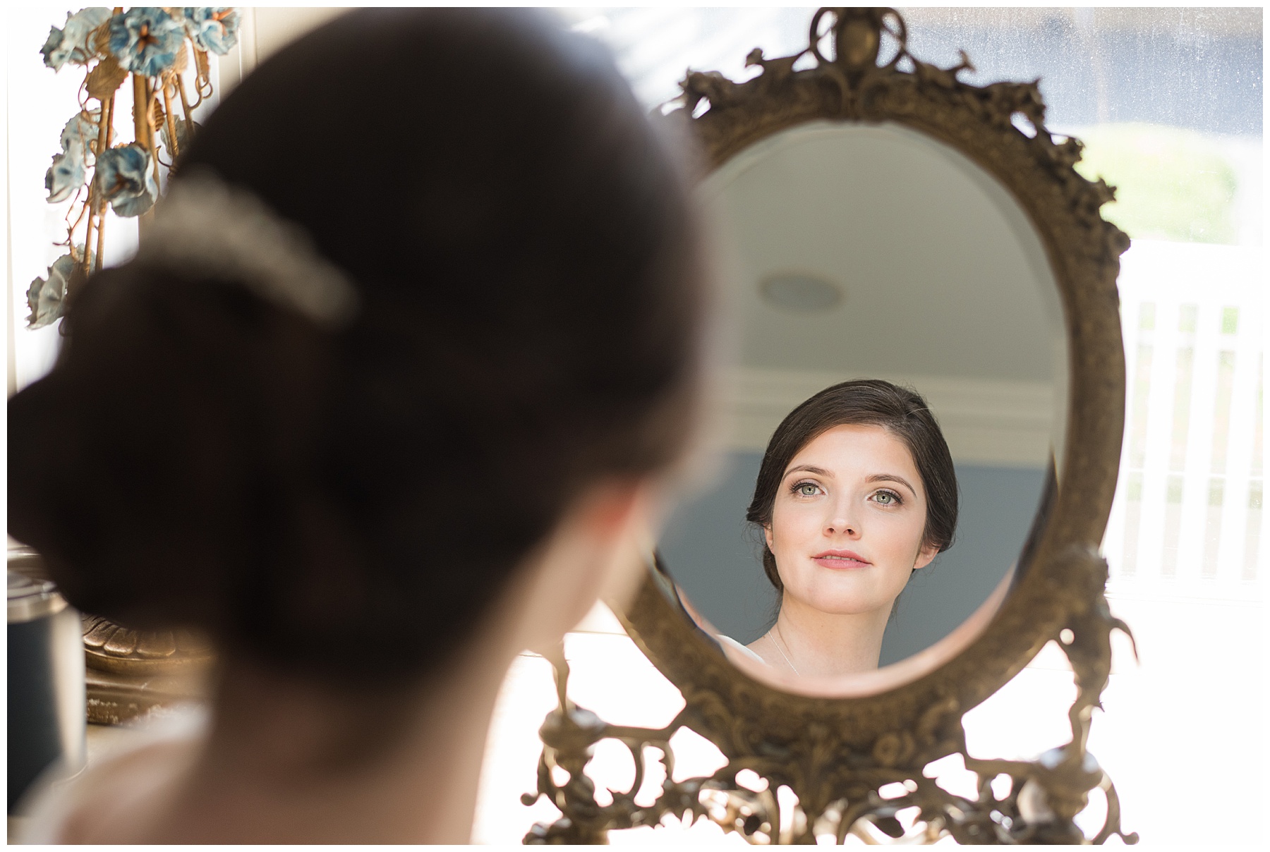 bride in mirror