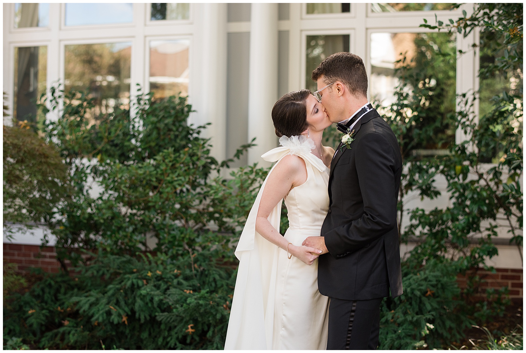 bride and groom kissing