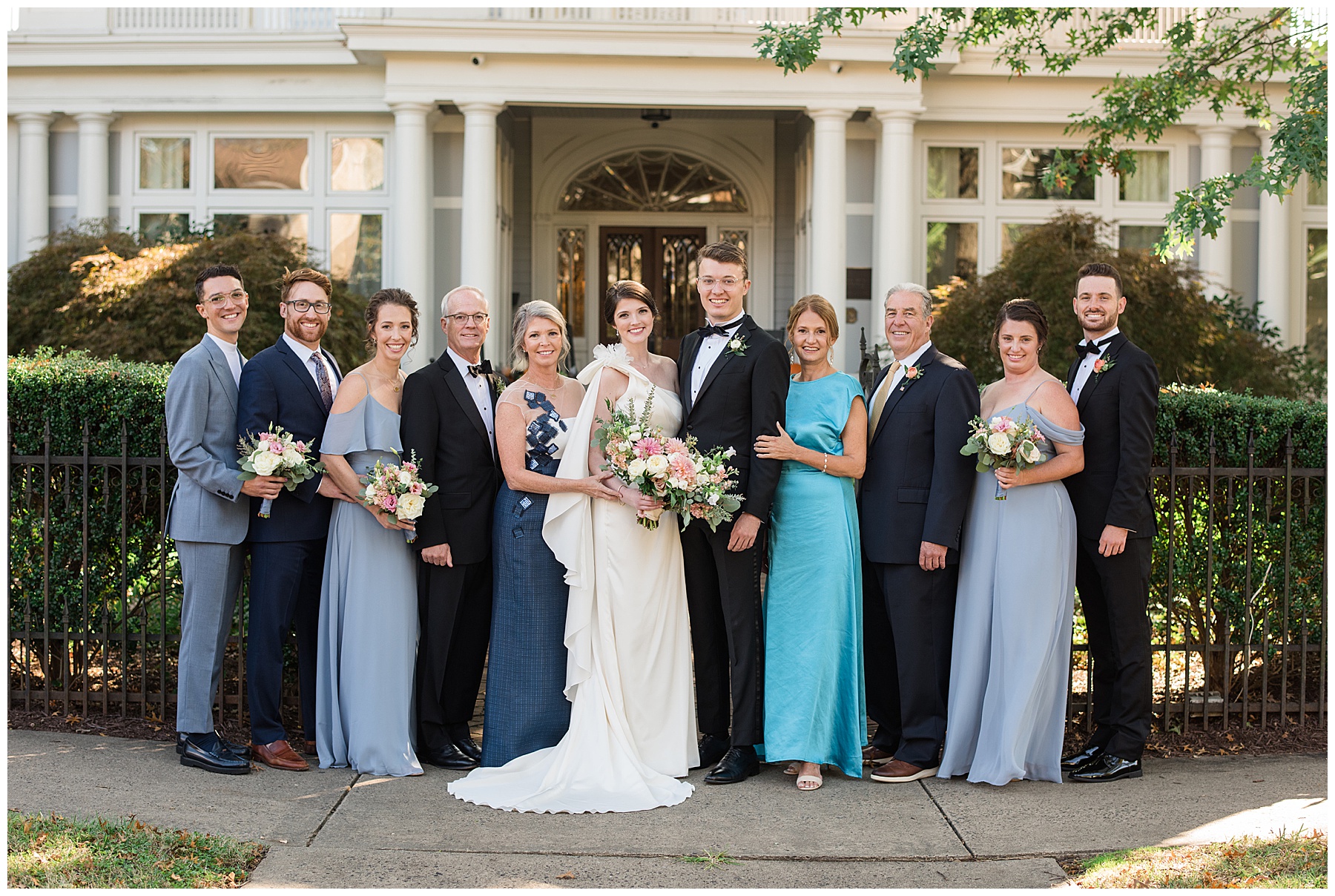 family portraits on wedding day