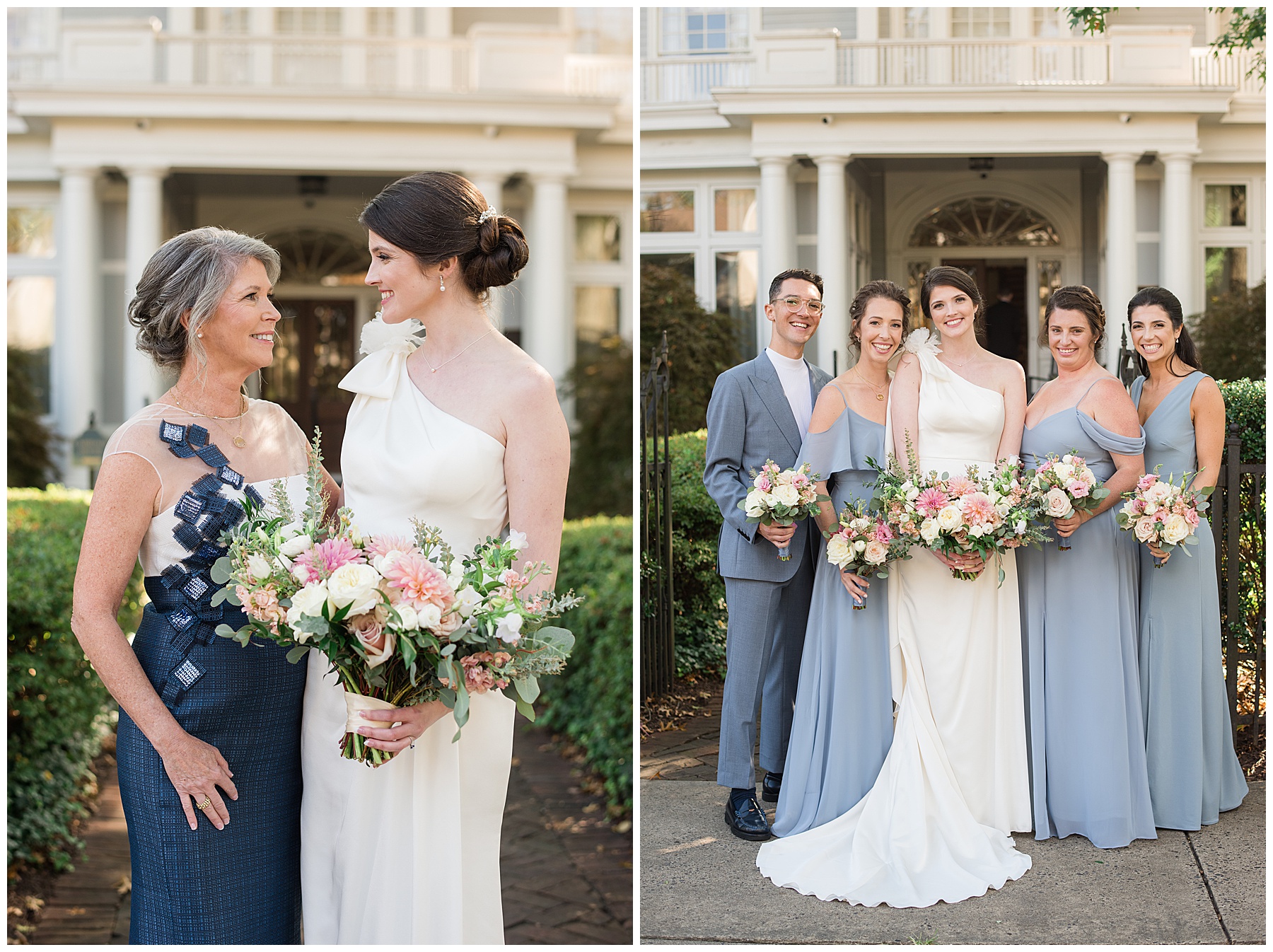 family portraits on wedding day