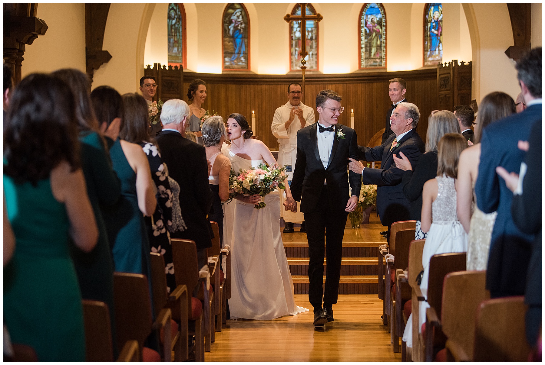 bride and groom ceremony recessional