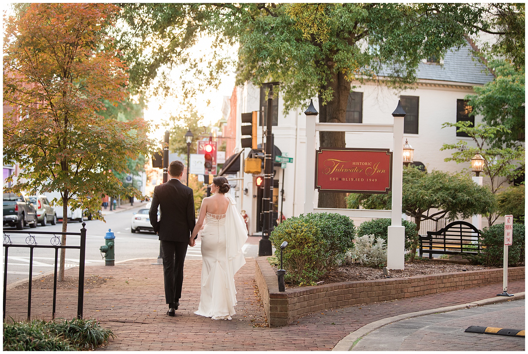 bride and groom portraits in Easton tidewater inn