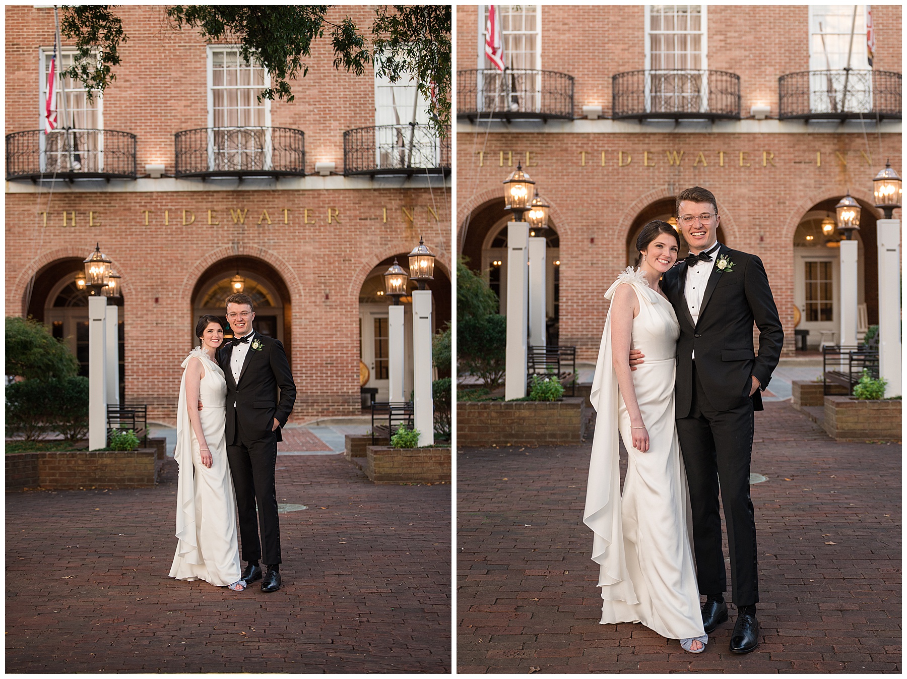 bride and groom portraits in Easton tidewater inn