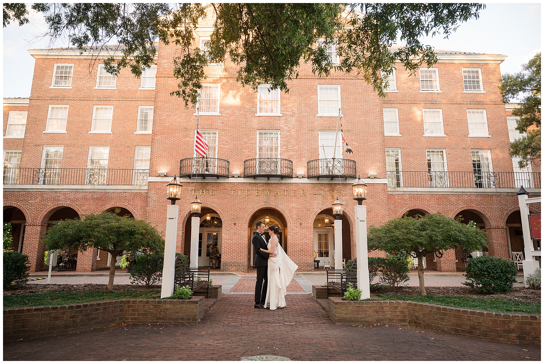 bride and groom portraits in Easton tidewater inn