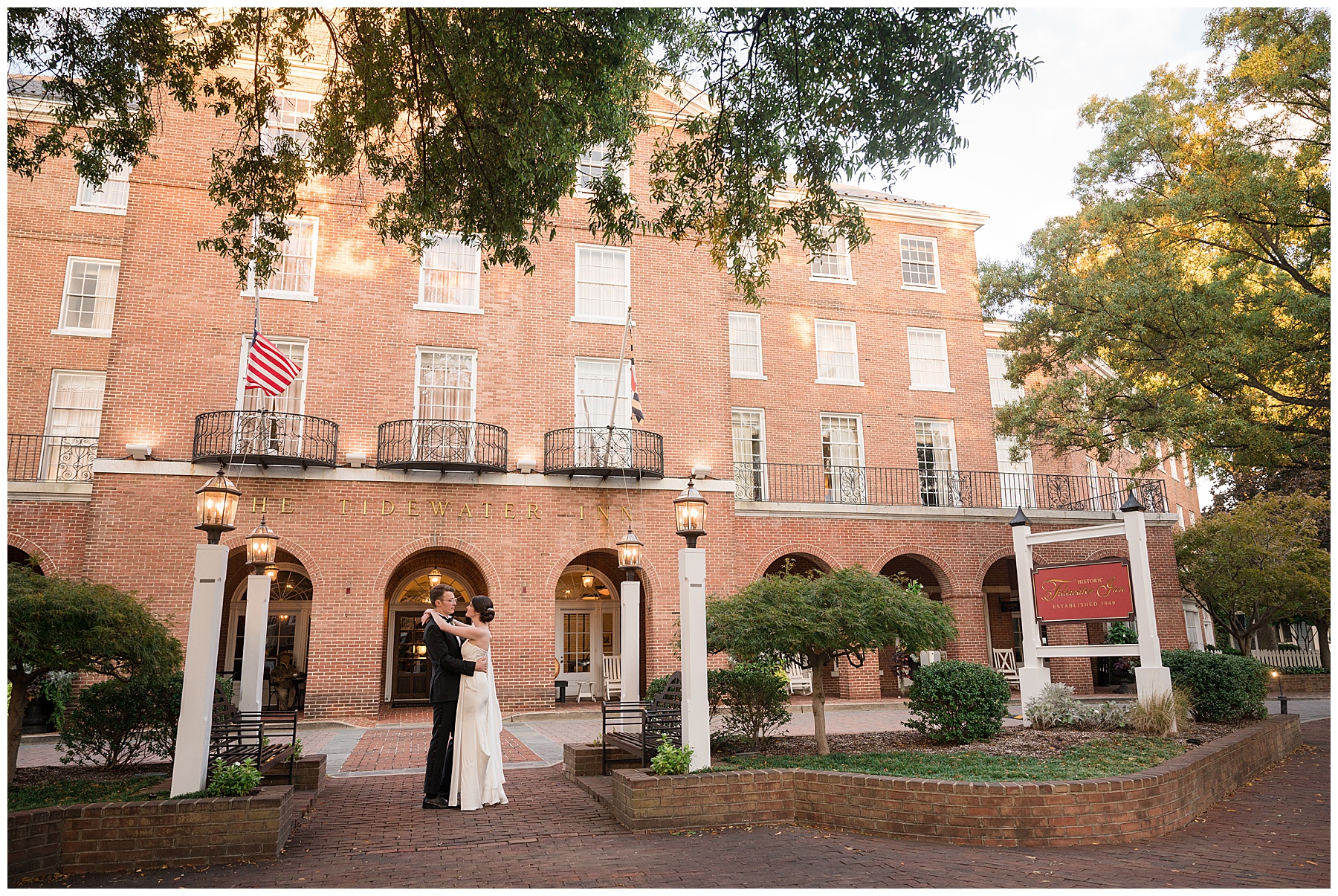 bride and groom portraits in Easton tidewater inn