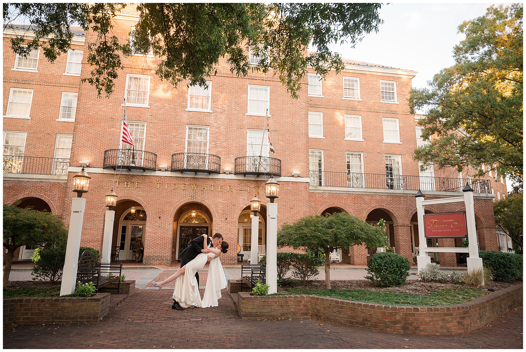 bride and groom portraits in Easton tidewater inn