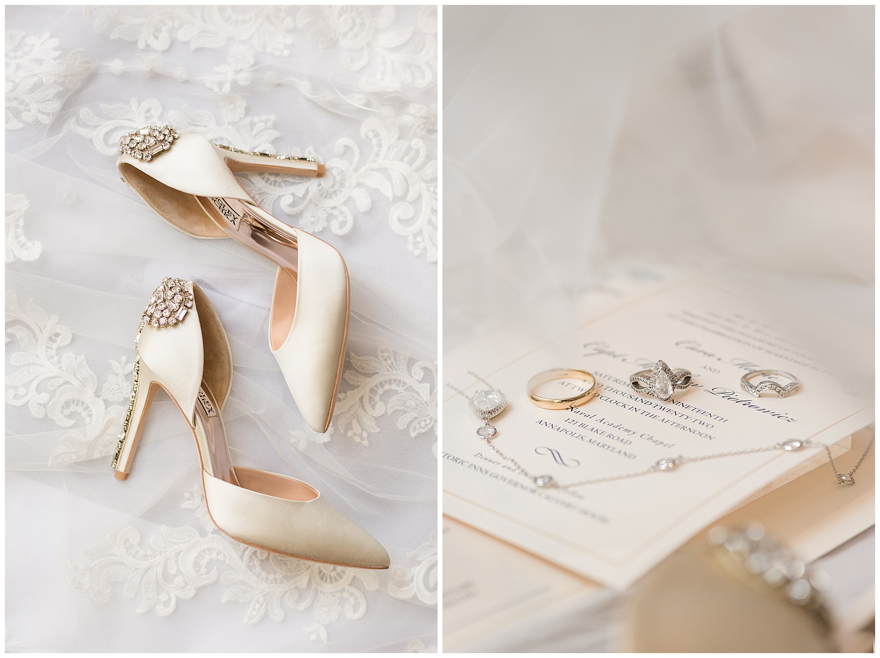 bridal shoes rings details flay lay