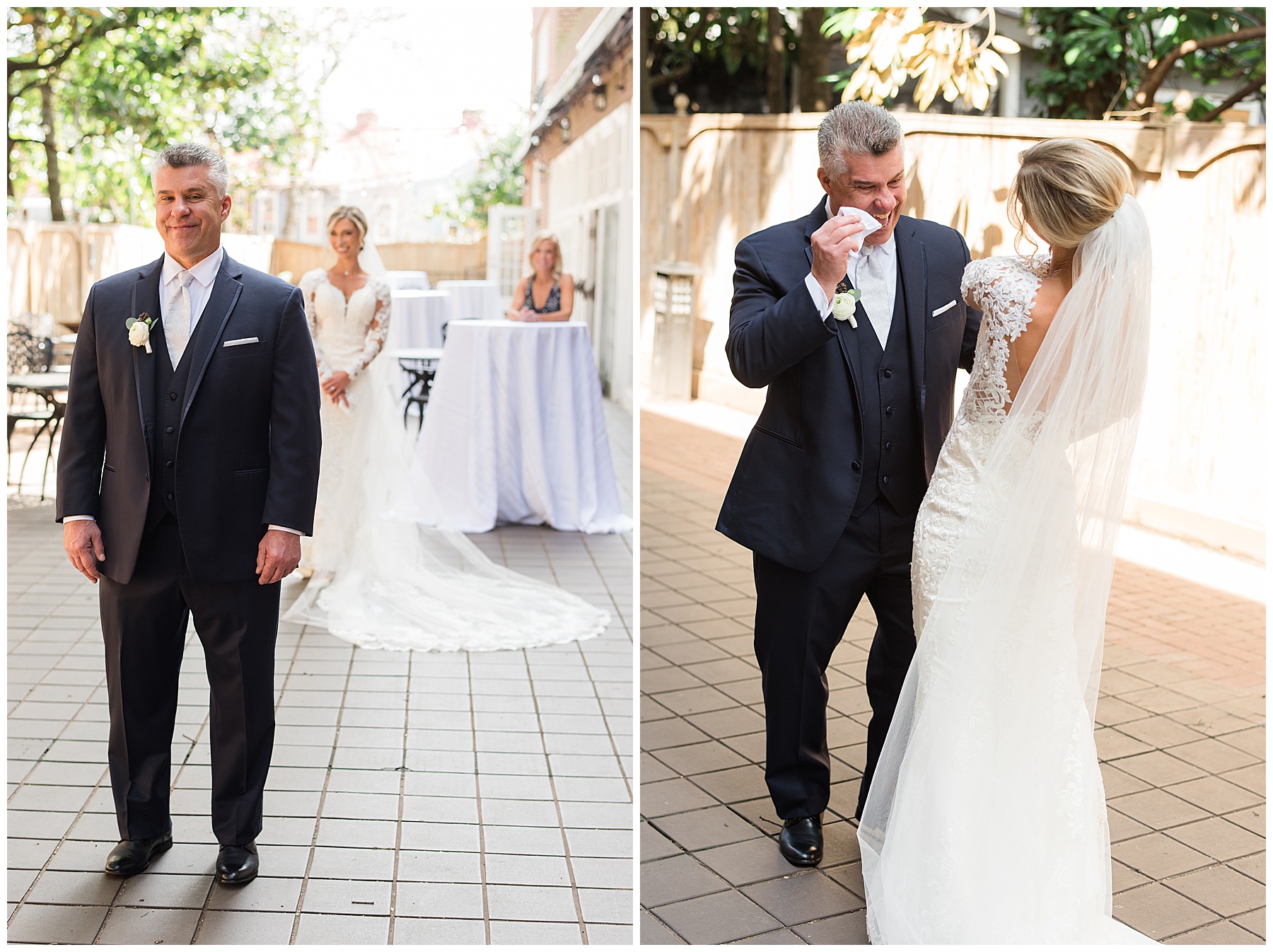 bride first look with her dad