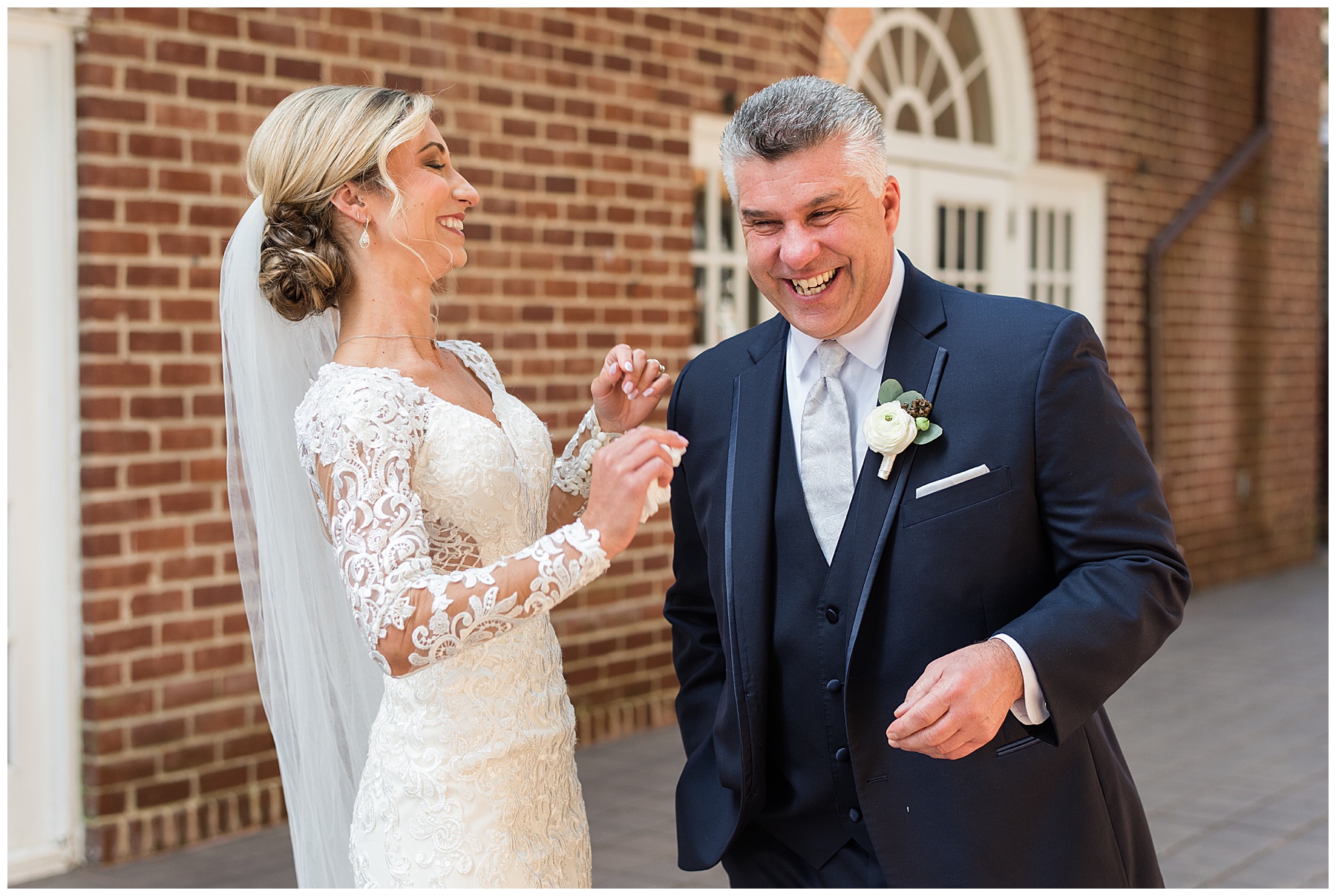 bride first look with dad