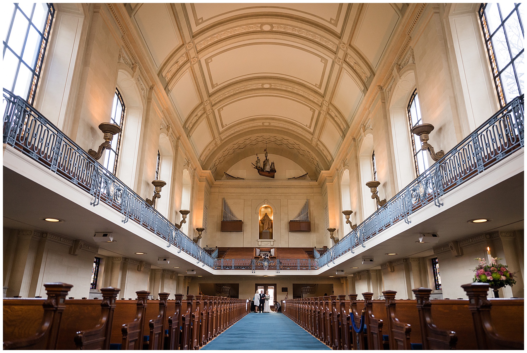 bride coming down aisle usna chapel