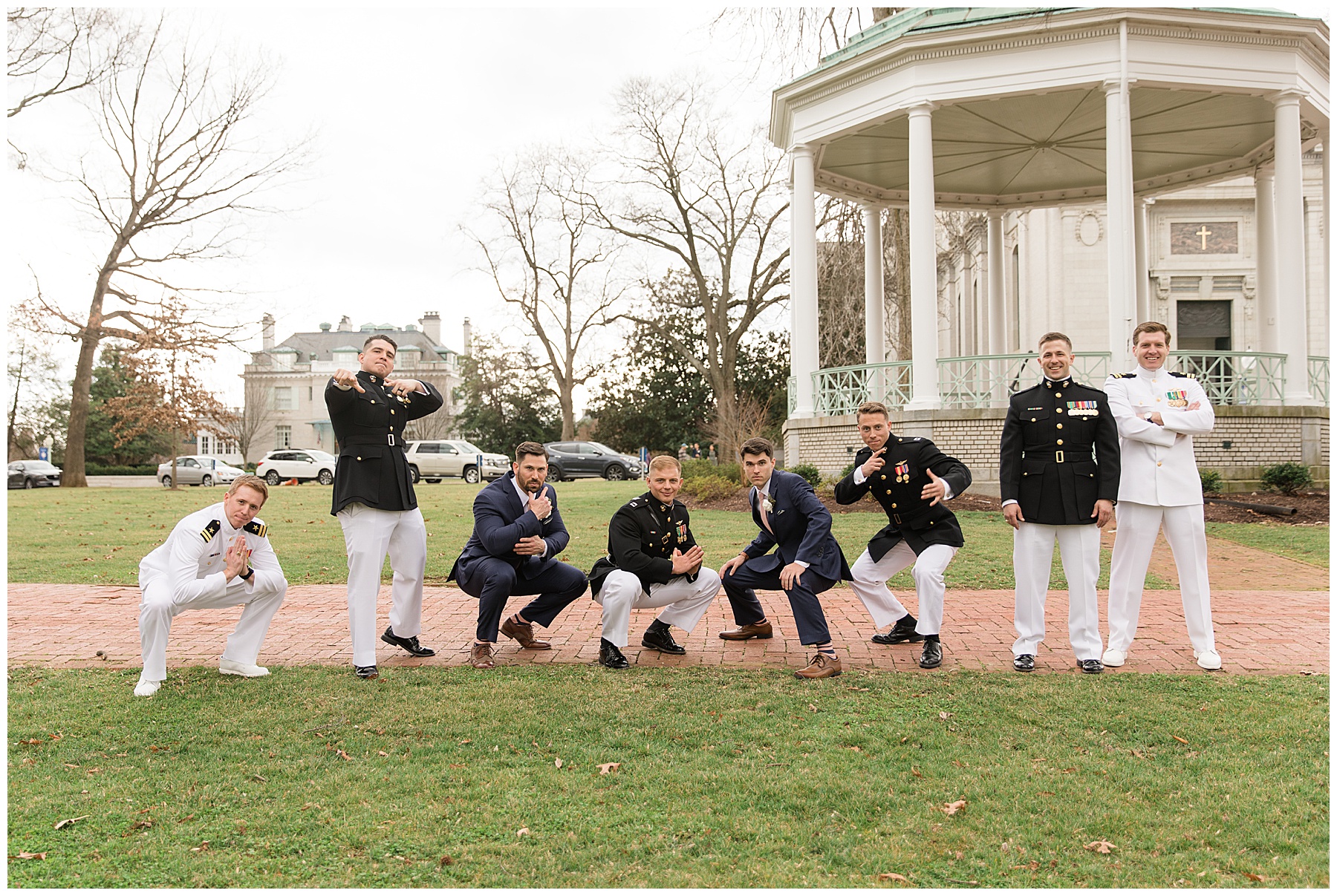 groomsmen portrait usna wedding