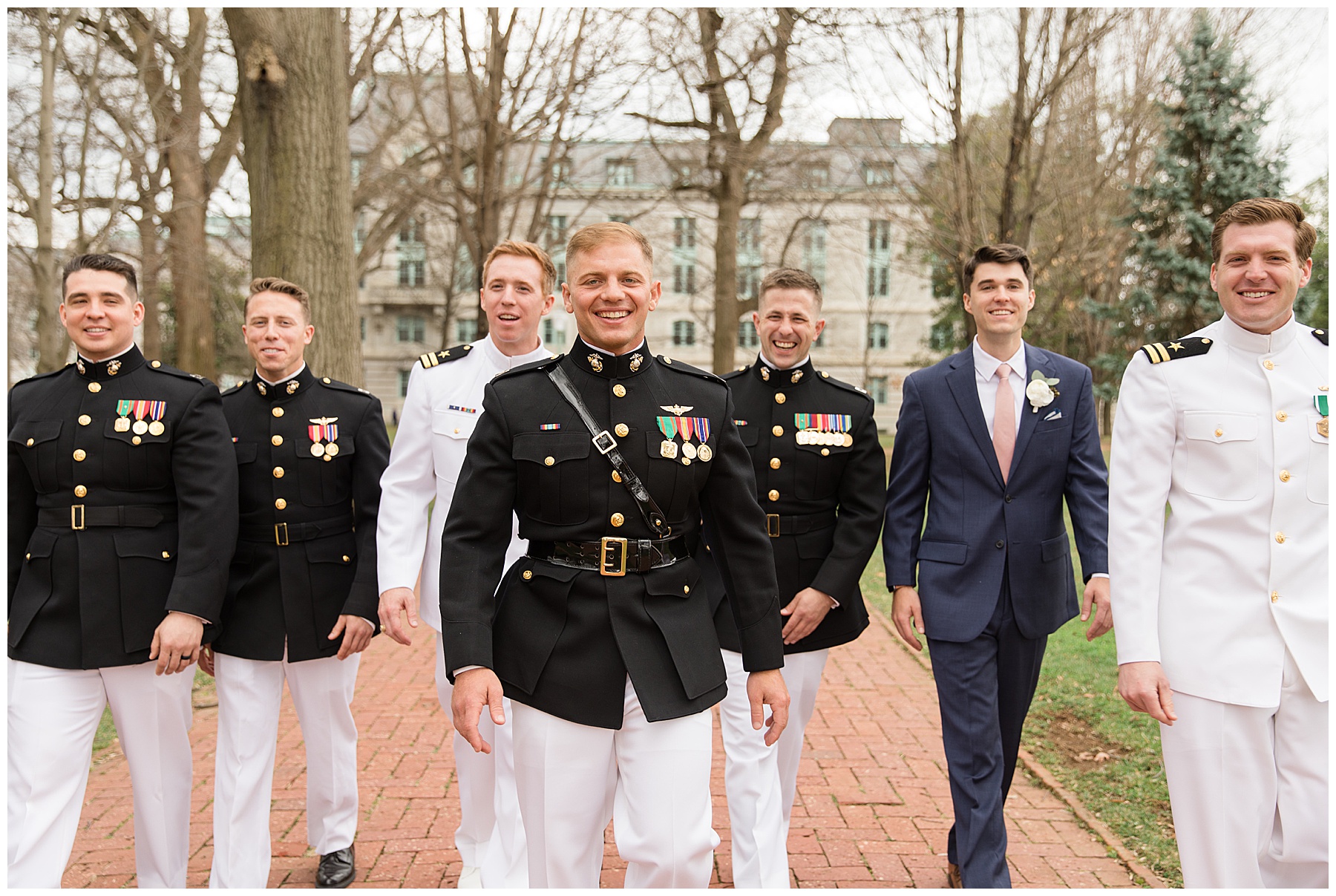 groomsmen portrait usna wedding