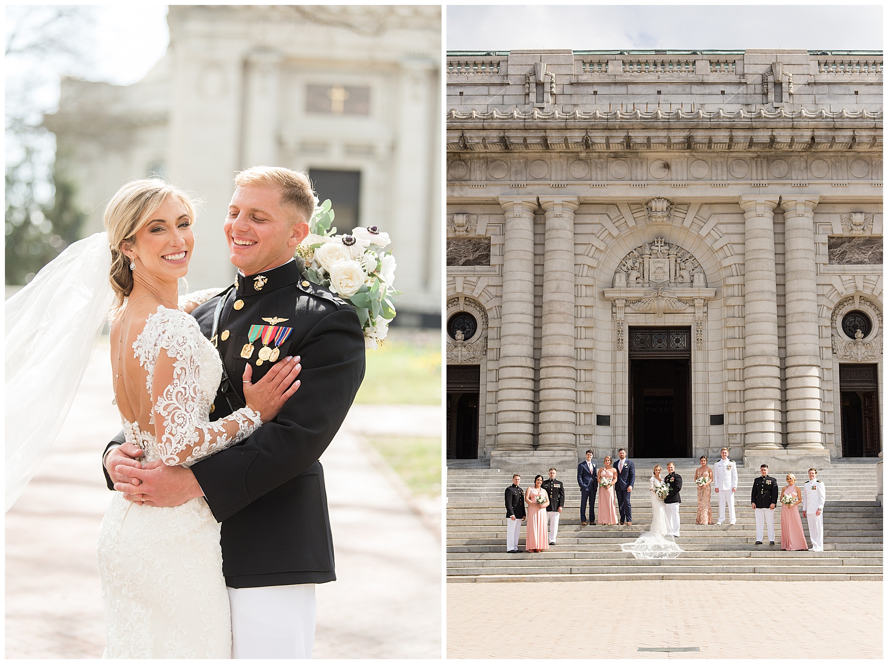 couple portrait at us naval academy chapel background